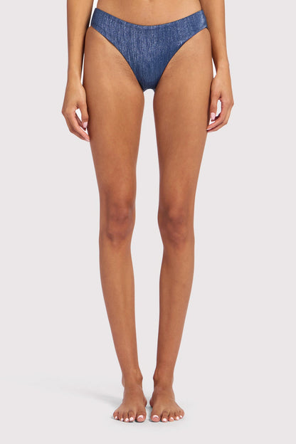 Shimmer Low Waist Bikini Bottom | Navy