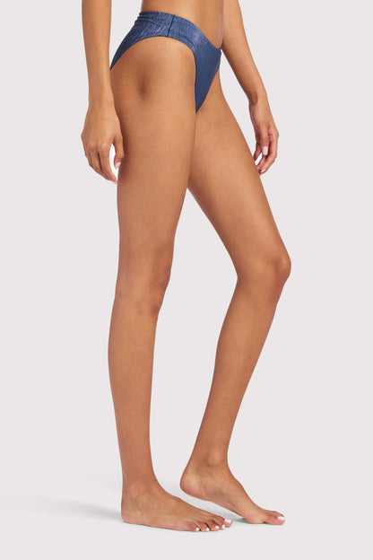 Shimmer Low Waist Bikini Bottom | Navy