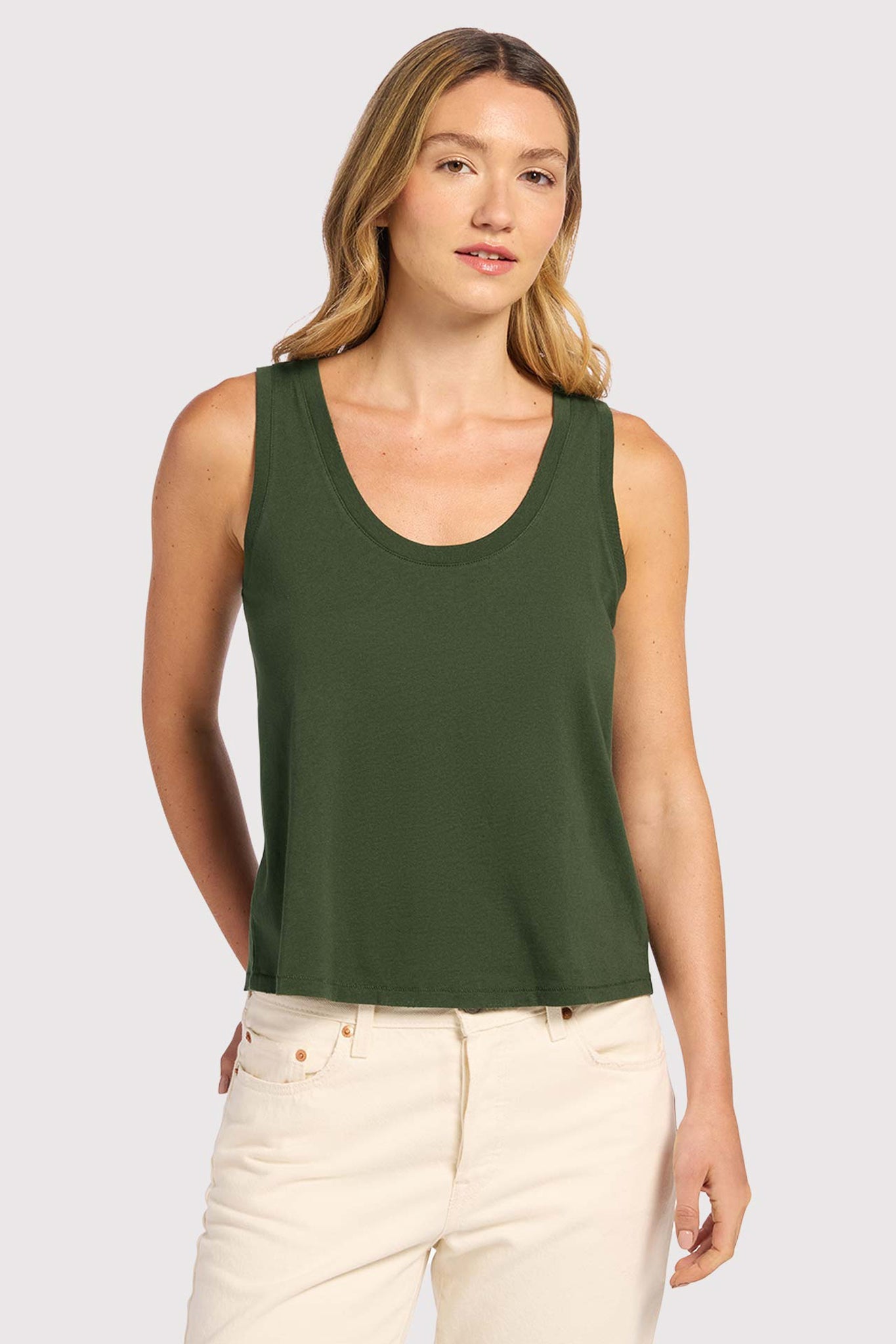Soft Cotton Everyday Tank | Darkest Olive