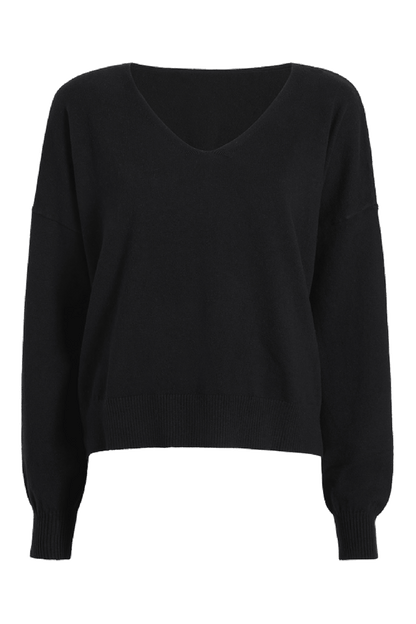 Luxe Knit V-Neck Sweater | Black