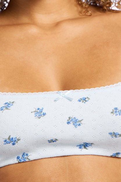 Pointelle Bralette | Ditsy Blue