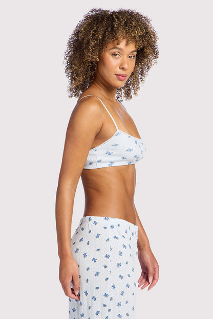Pointelle Bralette | Ditsy Blue