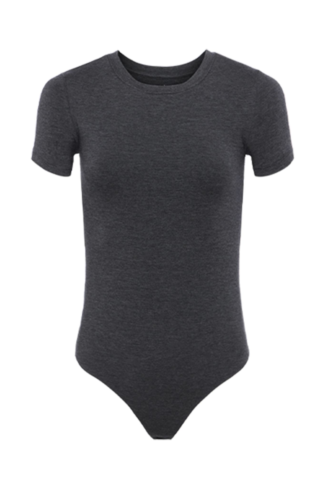 Cotton Stretch Short Sleeve Crewneck Bodysuit | Heather Charcoal