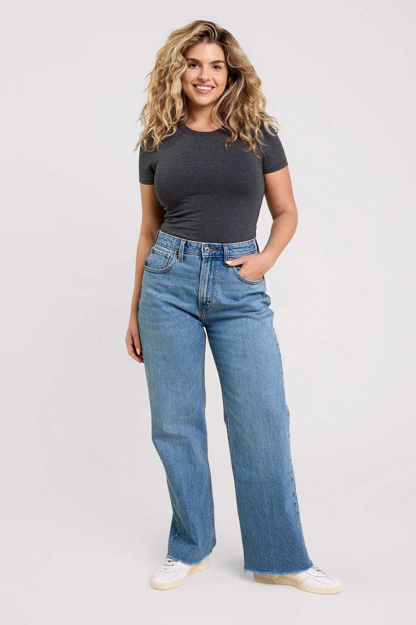 Cotton Stretch Short Sleeve Crewneck Bodysuit | Heather Charcoal