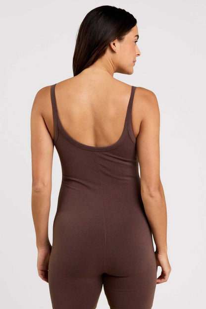 Cotton Stretch The Romper | Coffee