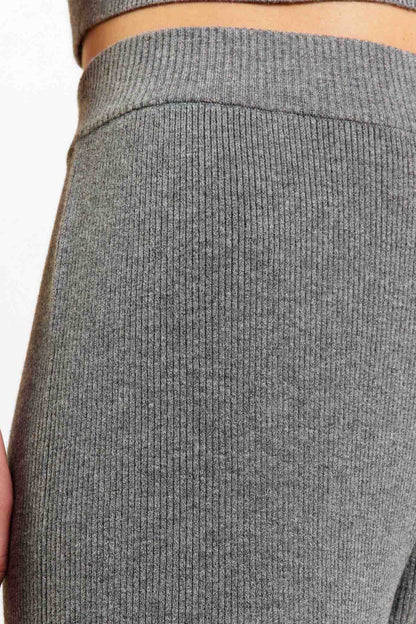Ribbed Sweater Wide Leg Pant | Charcoal