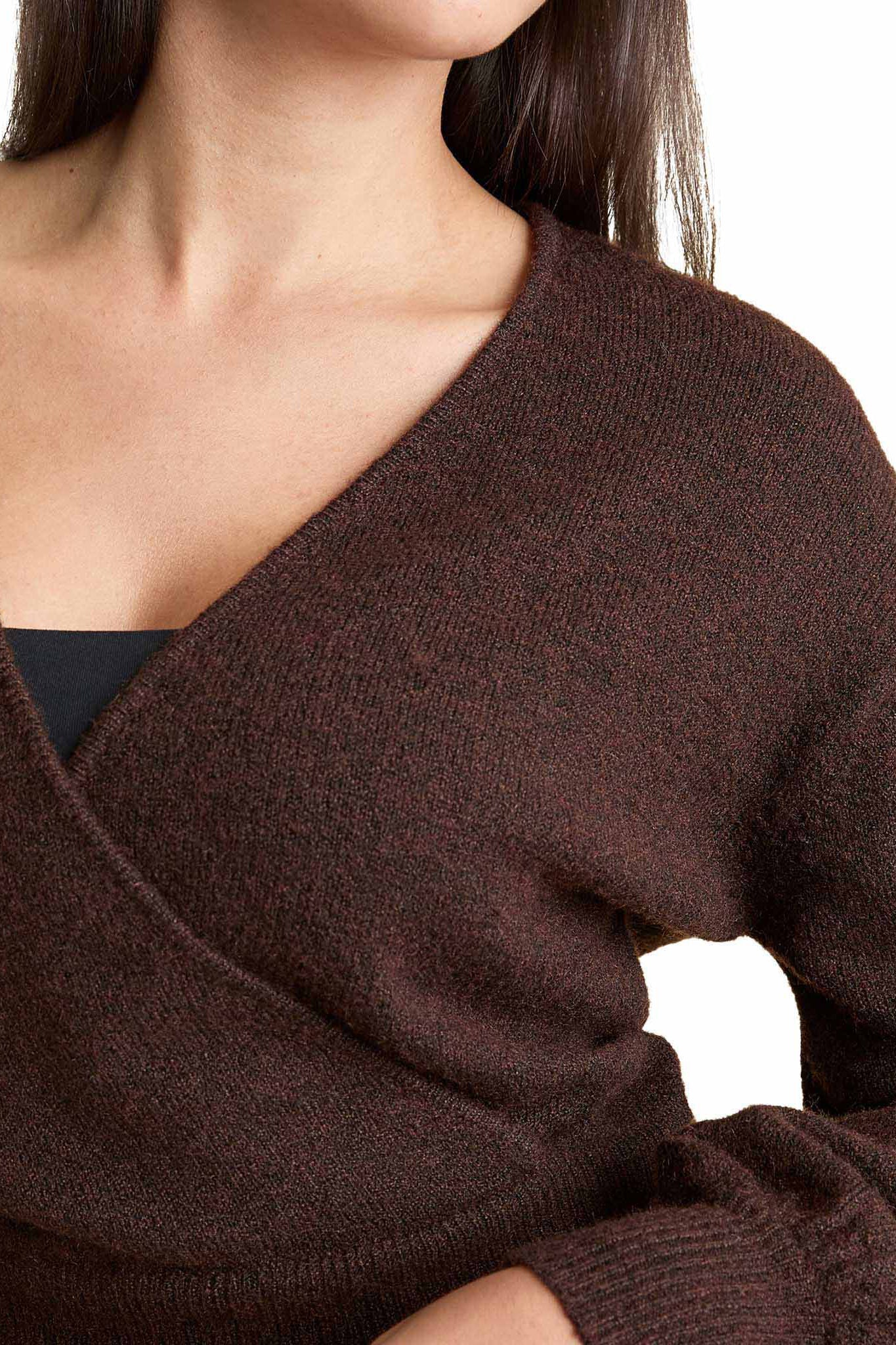 Cozy Knit Wrap Sweater | Coffee