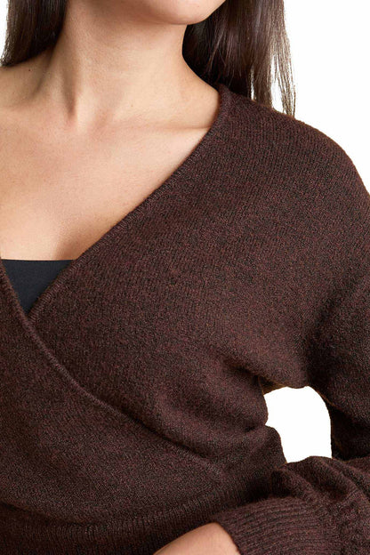 Cozy Knit Wrap Sweater | Coffee