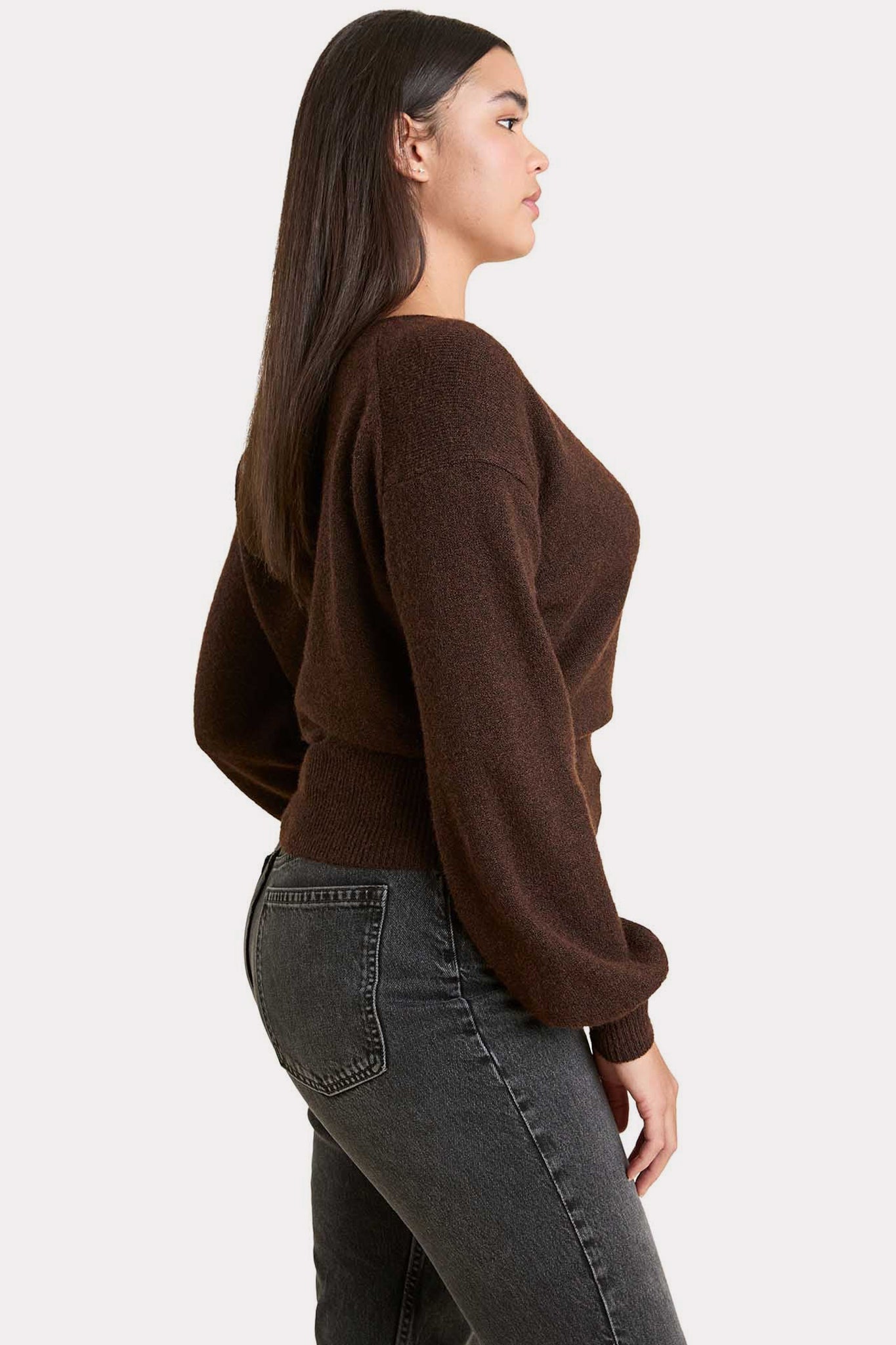 Cozy Knit Wrap Sweater | Coffee