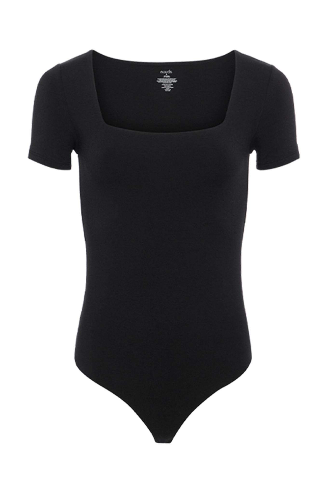 Cotton Stretch Short Sleeve Square Neck Bodysuit | Black