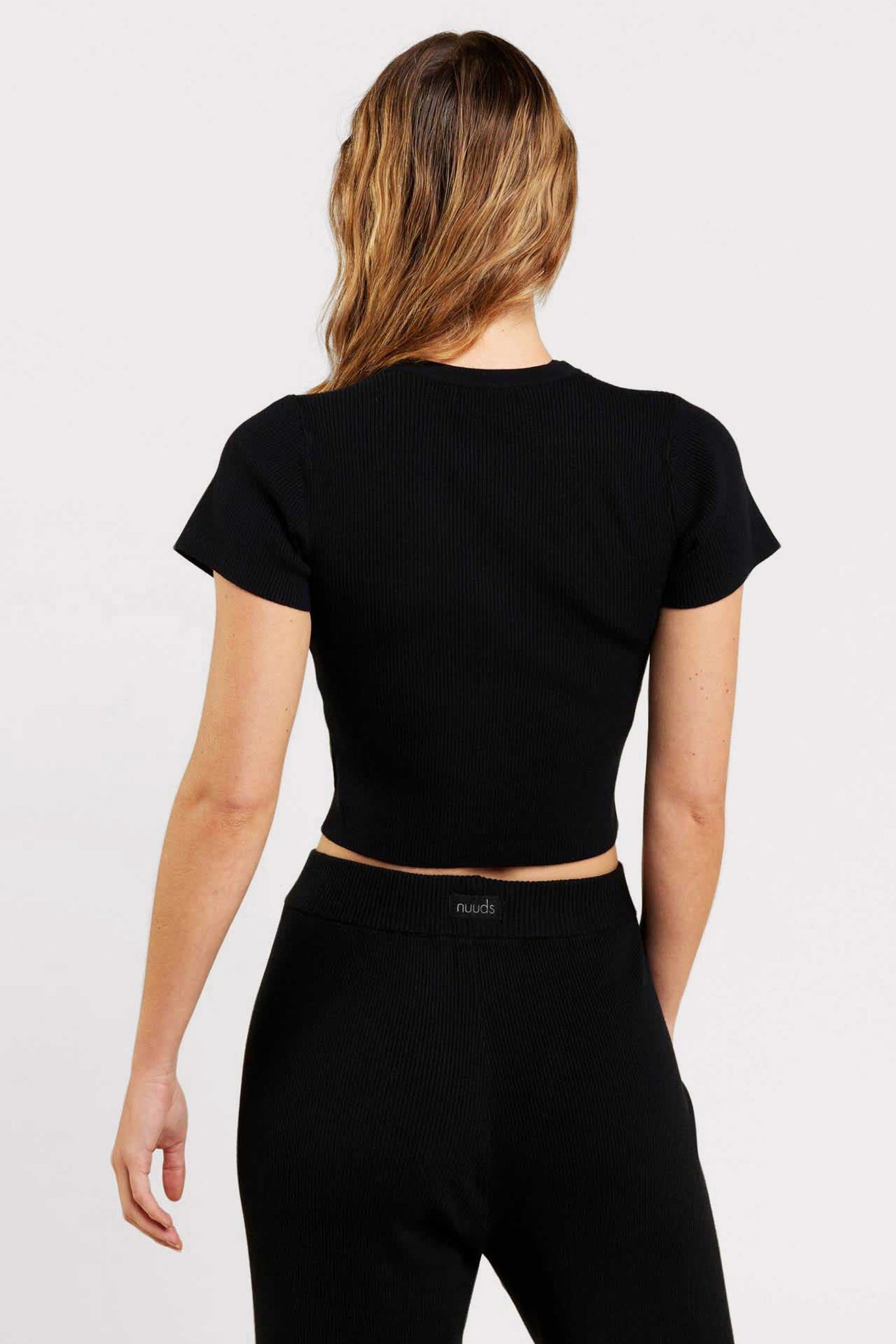 Ribbed Sweater Baby Tee | Black