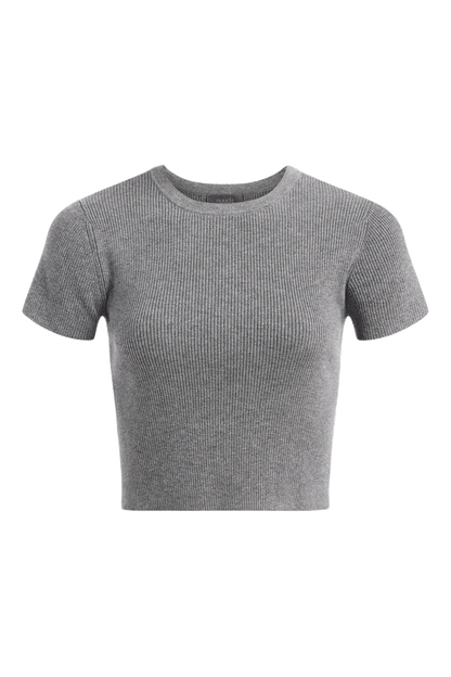 Ribbed Sweater Baby Tee | Charcoal