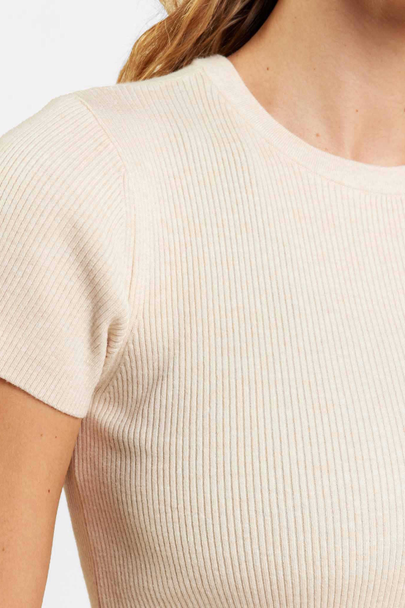 Ribbed Sweater Baby Tee | Heather Bone