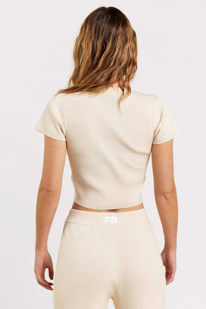Ribbed Sweater Baby Tee | Heather Bone