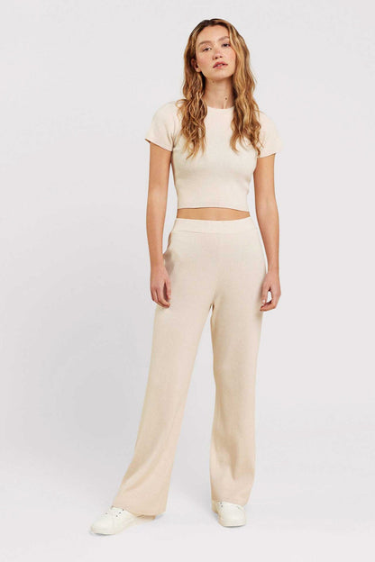 Ribbed Sweater Baby Tee | Heather Bone