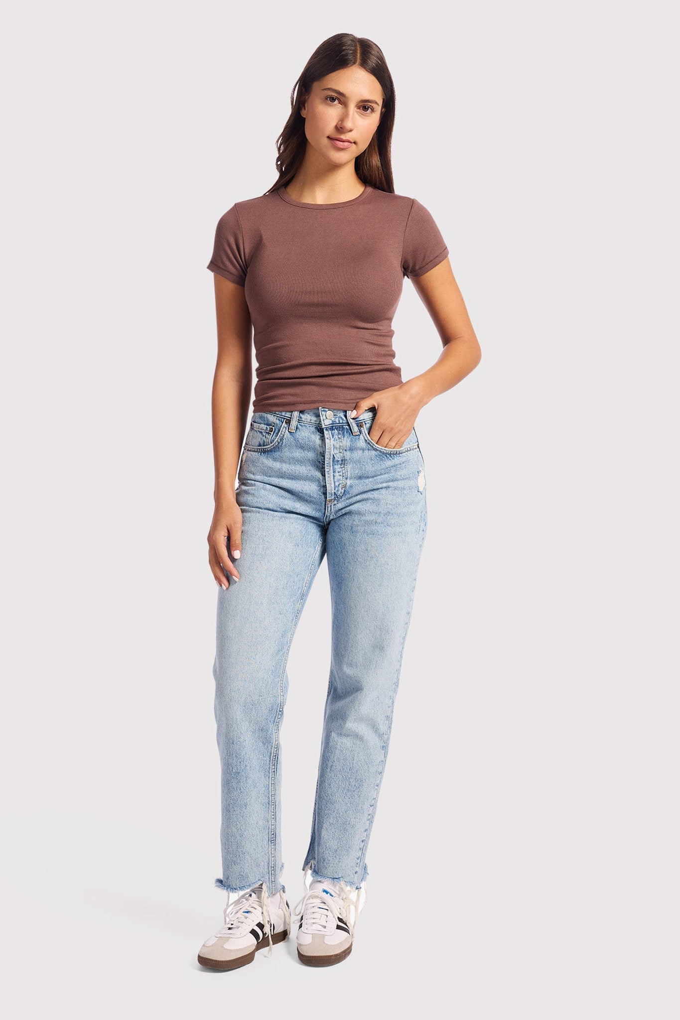 Slinky Rib Tee | Coffee