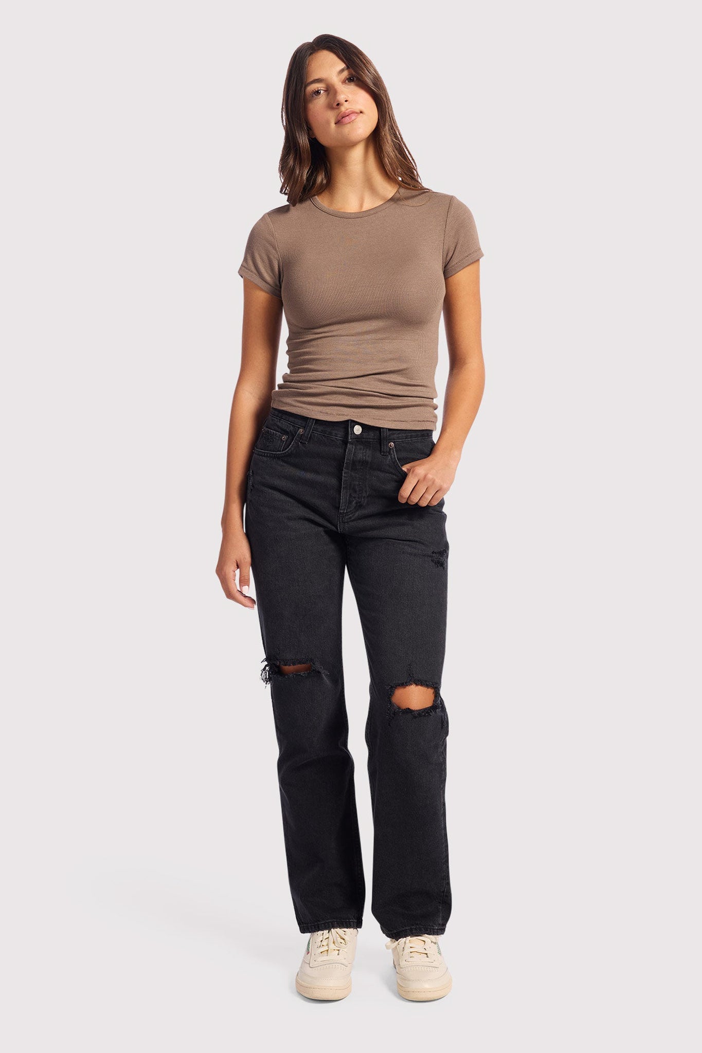 Slinky Rib Tee | Mocha