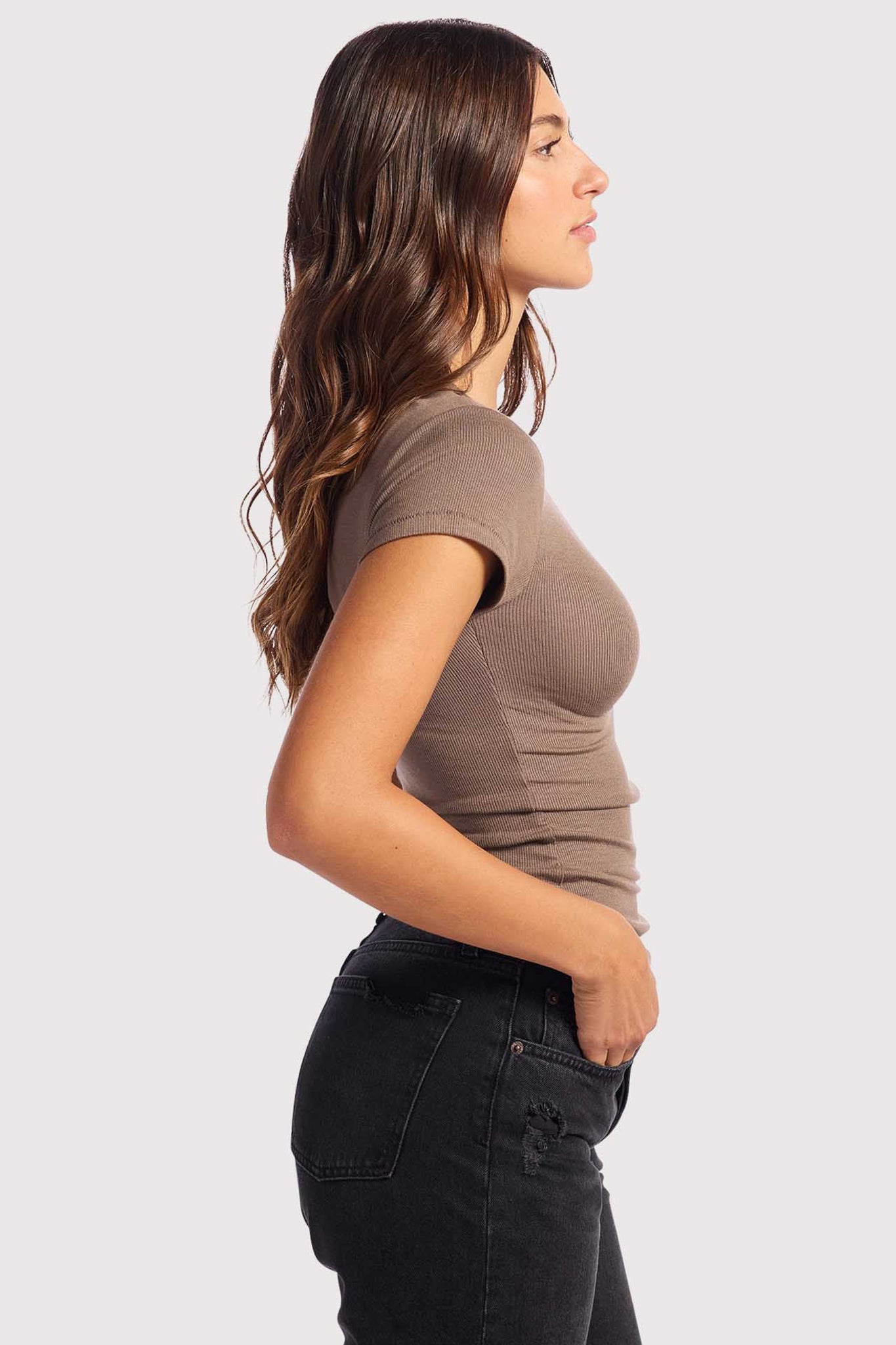 Slinky Rib Tee | Mocha