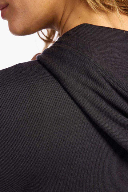 Slinky Rib Hoodie | Black