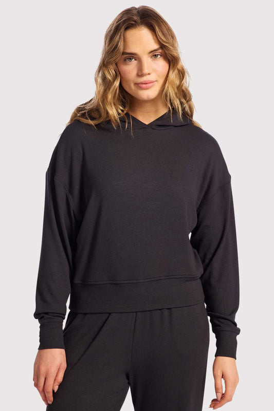 Slinky Rib Hoodie | Black