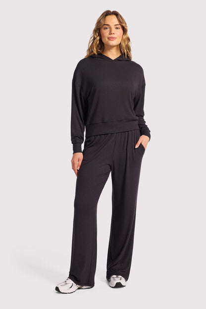 Slinky Rib Hoodie | Black