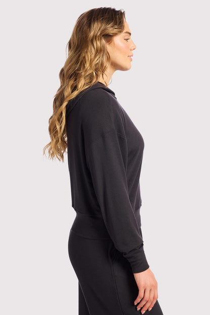 Slinky Rib Hoodie | Black