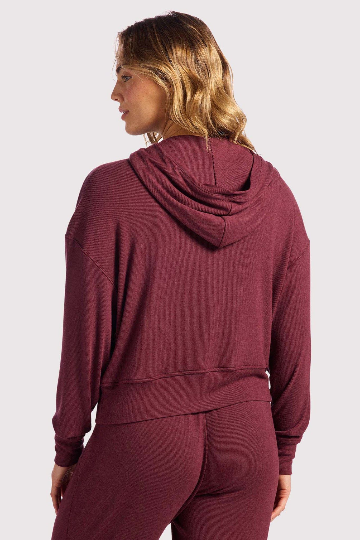 Slinky Rib Hoodie | Merlot