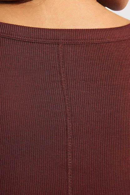 Slinky Rib Long Sleeve Bodysuit | Black Cherry