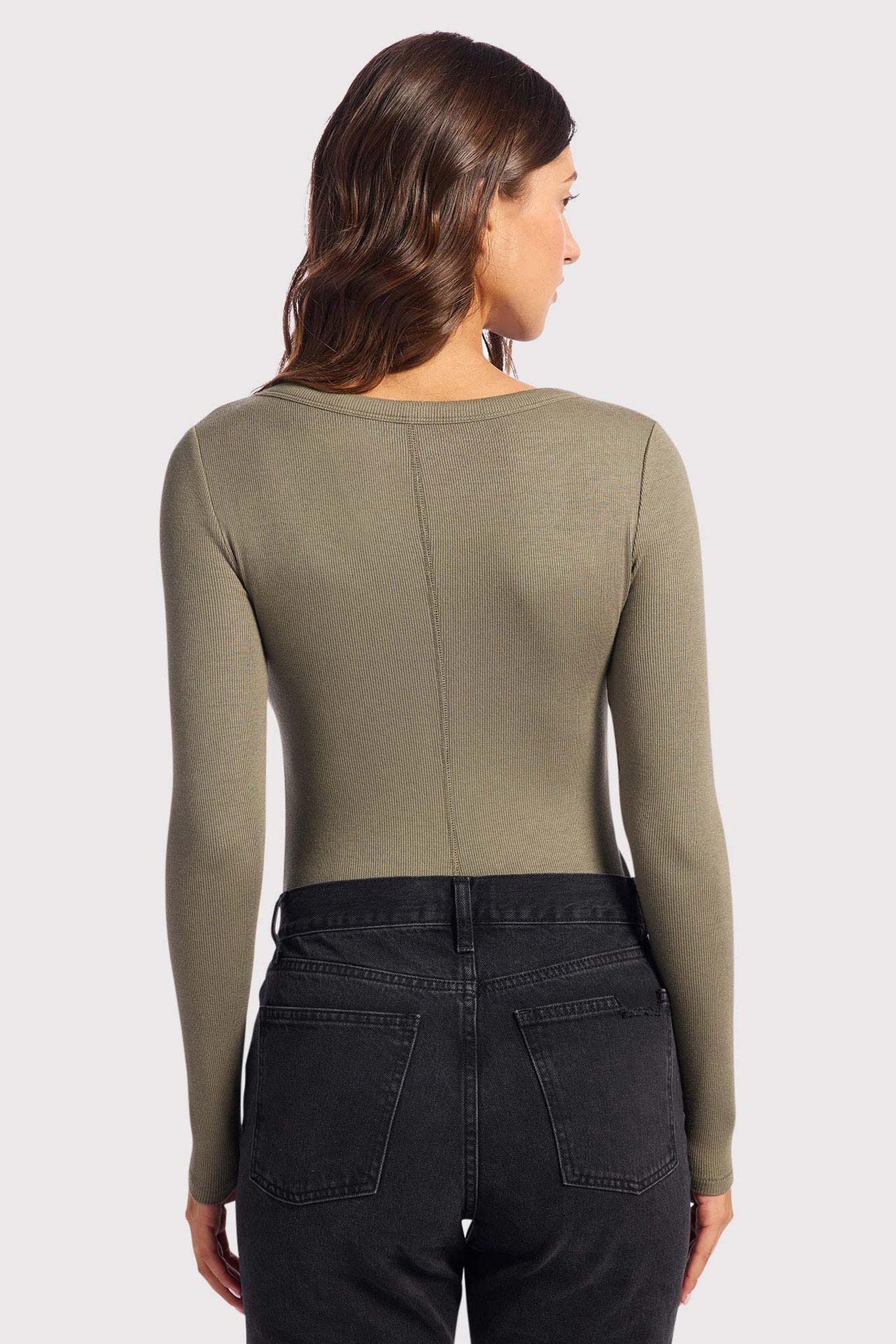 Slinky Rib Long Sleeve Bodysuit | Olive