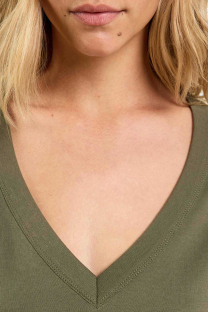 Boxy V-Neck Tee | Olive
