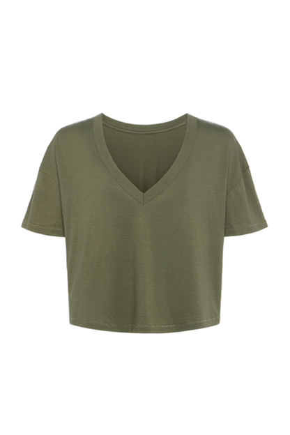 Boxy V-Neck Tee | Olive