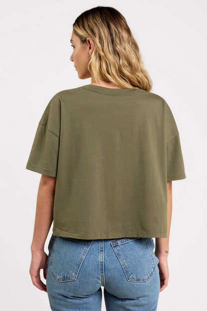Boxy V-Neck Tee | Olive