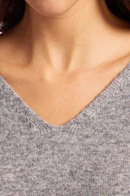 Cozy Knit V-Neck Sweater | Charcoal