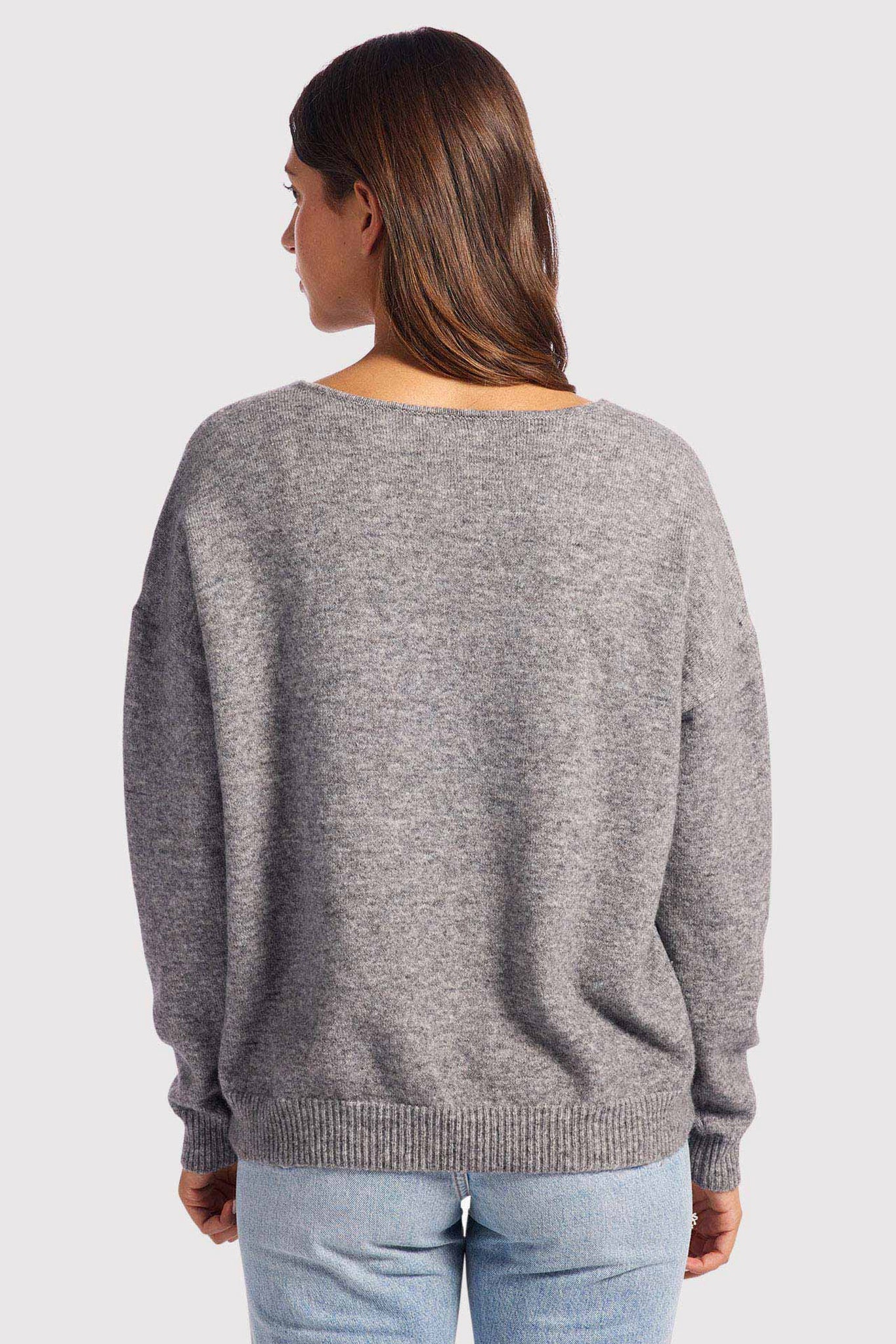Cozy Knit V-Neck Sweater | Charcoal