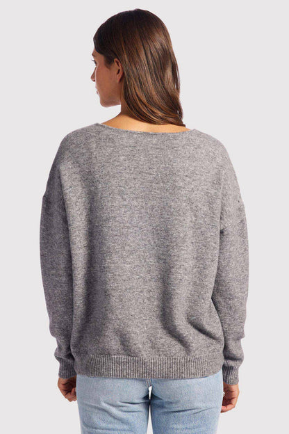 Cozy Knit V-Neck Sweater | Charcoal