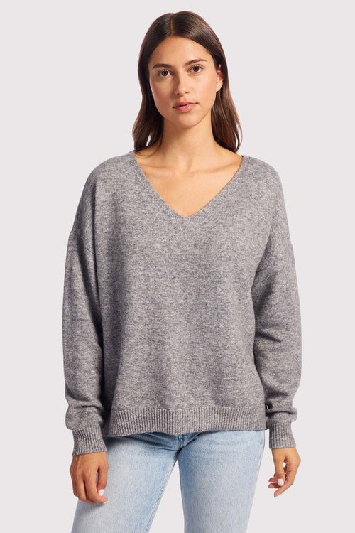 Cozy Knit V-Neck Sweater | Charcoal