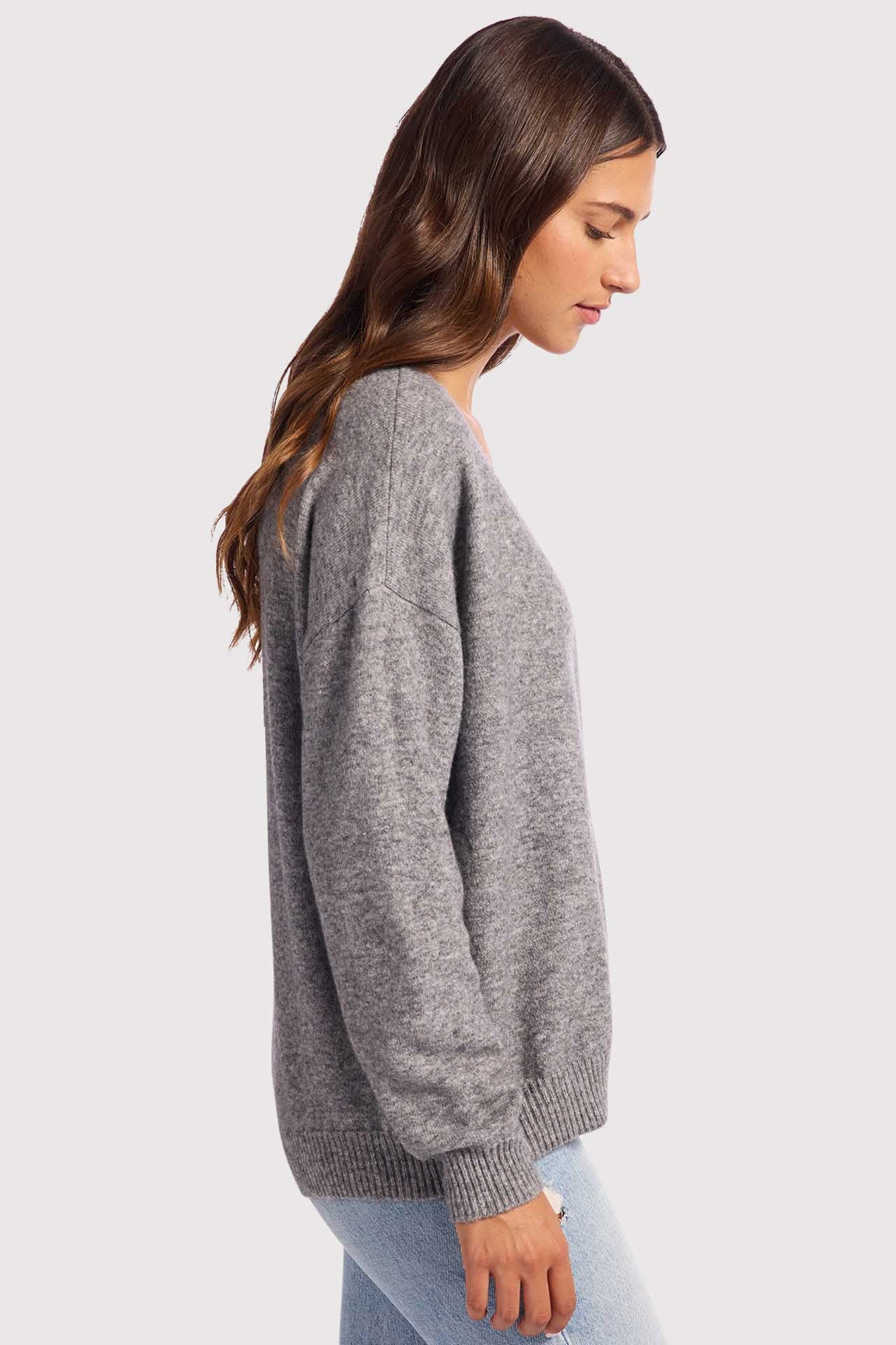 Cozy Knit V-Neck Sweater | Charcoal