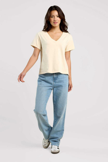 Vintage Cotton V-Neck Everyday T-Shirt | Bone