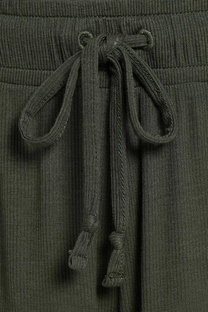 Ribbed Pajama Short Set | Darkest Olive
