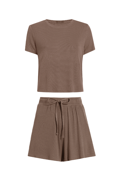 Ribbed Pajama Short Set | Mocha