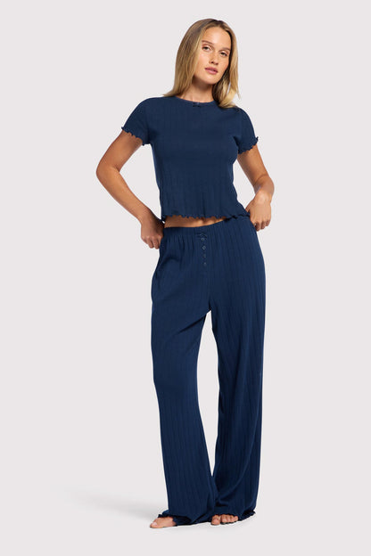 Pointelle Pajama Pant Set | Navy
