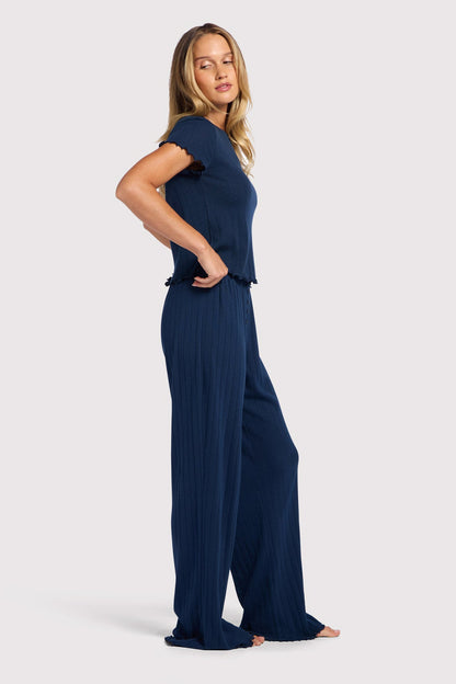 Pointelle Pajama Pant Set | Navy