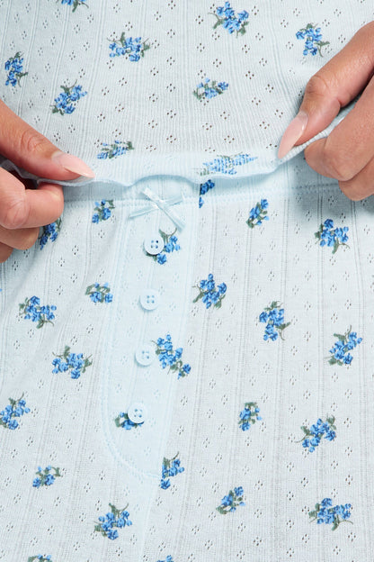 Pointelle Pajama Pant Set | Ditsy Blue
