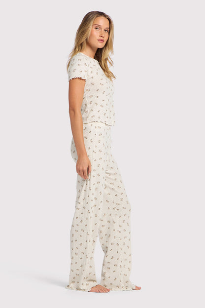 Pointelle Pajama Pant Set | Ditsy Pearl