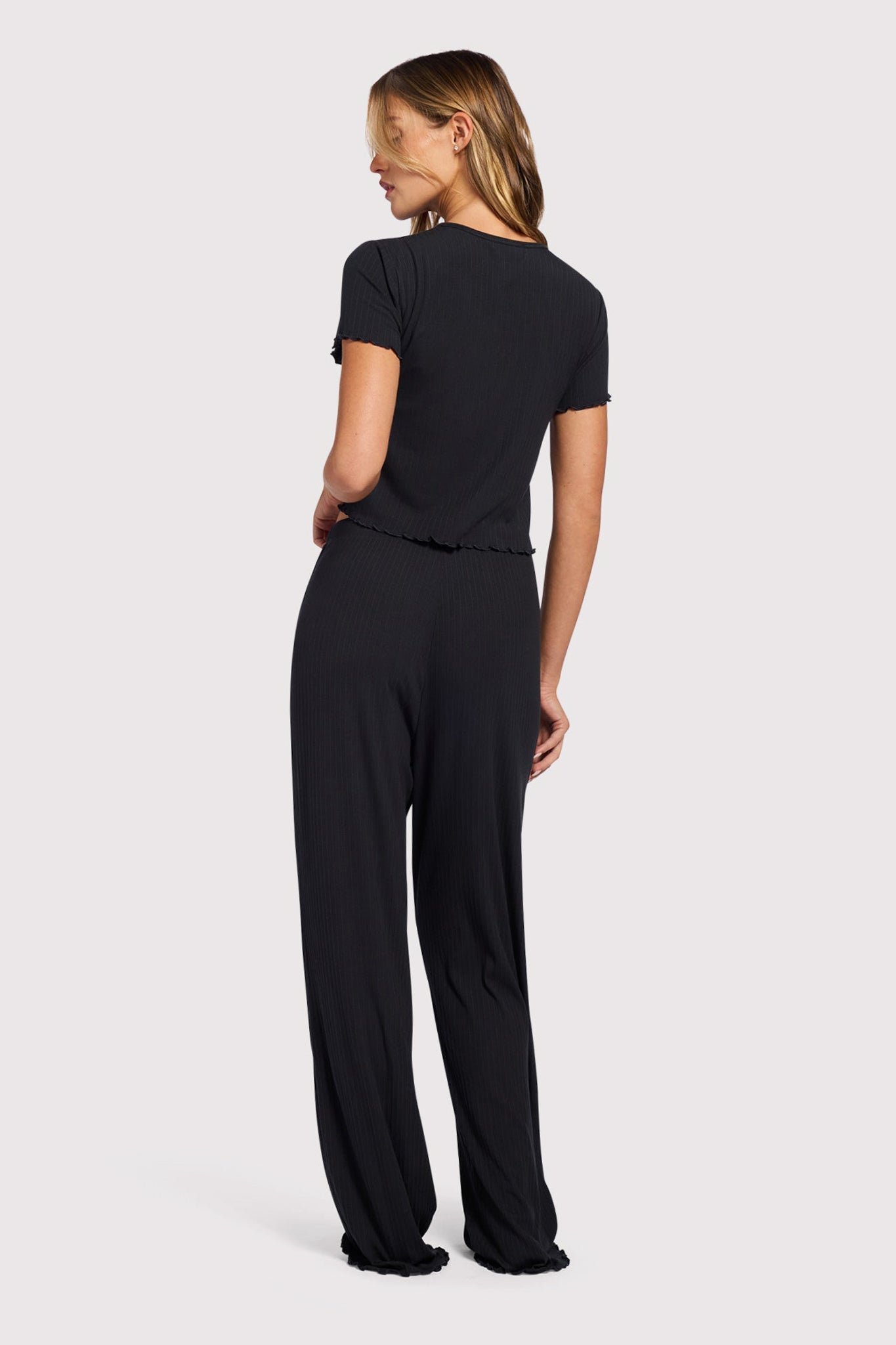 Mini Rib Pajama Set | Black
