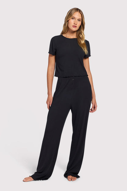 Mini Rib Pajama Set | Black