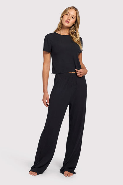 Mini Rib Pajama Set | Black