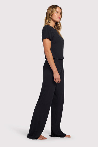 Mini Rib Pajama Set | Black