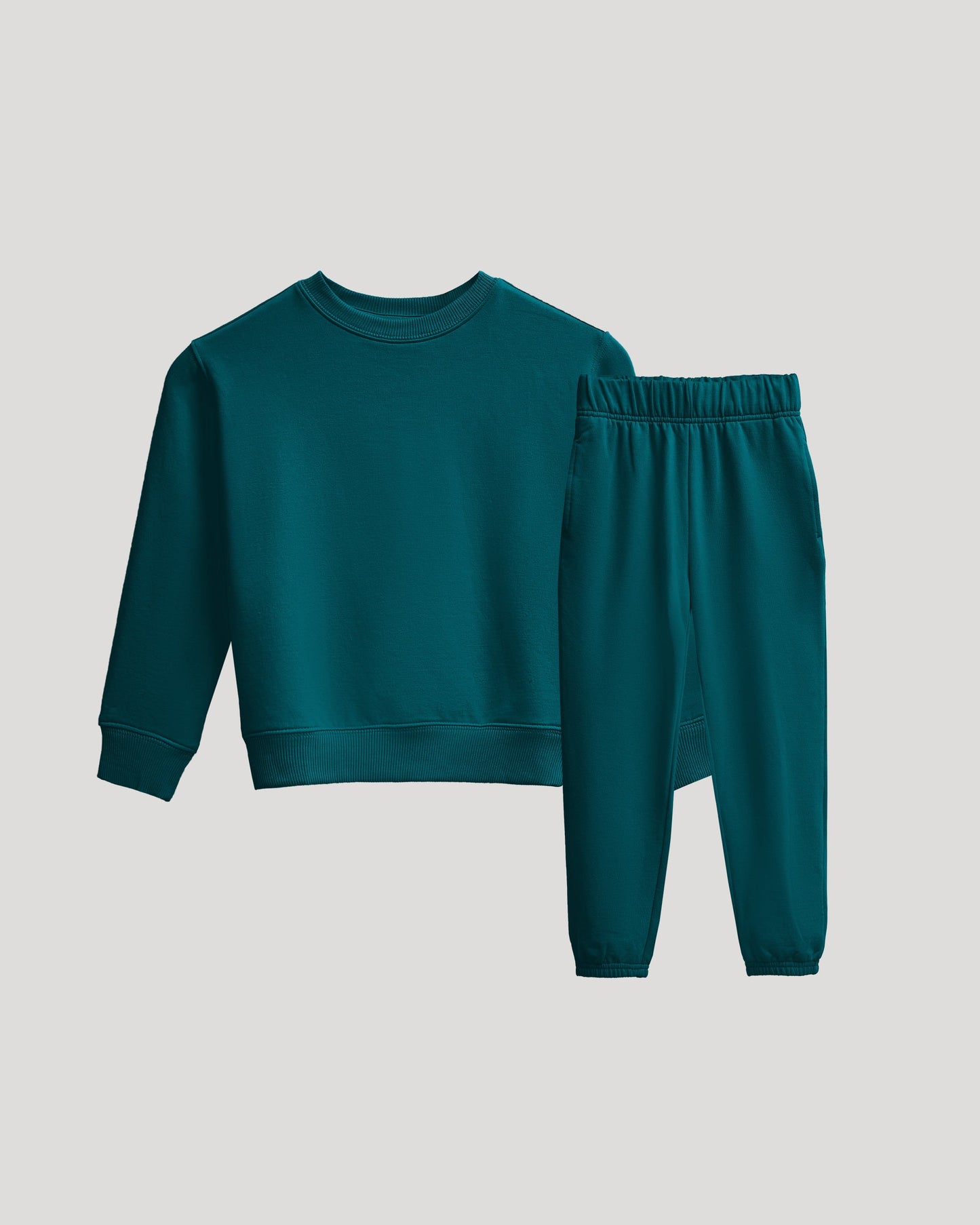 Girls Deep Emerald Slouch Pullover Crew & Relaxed Jogger 2-Pack