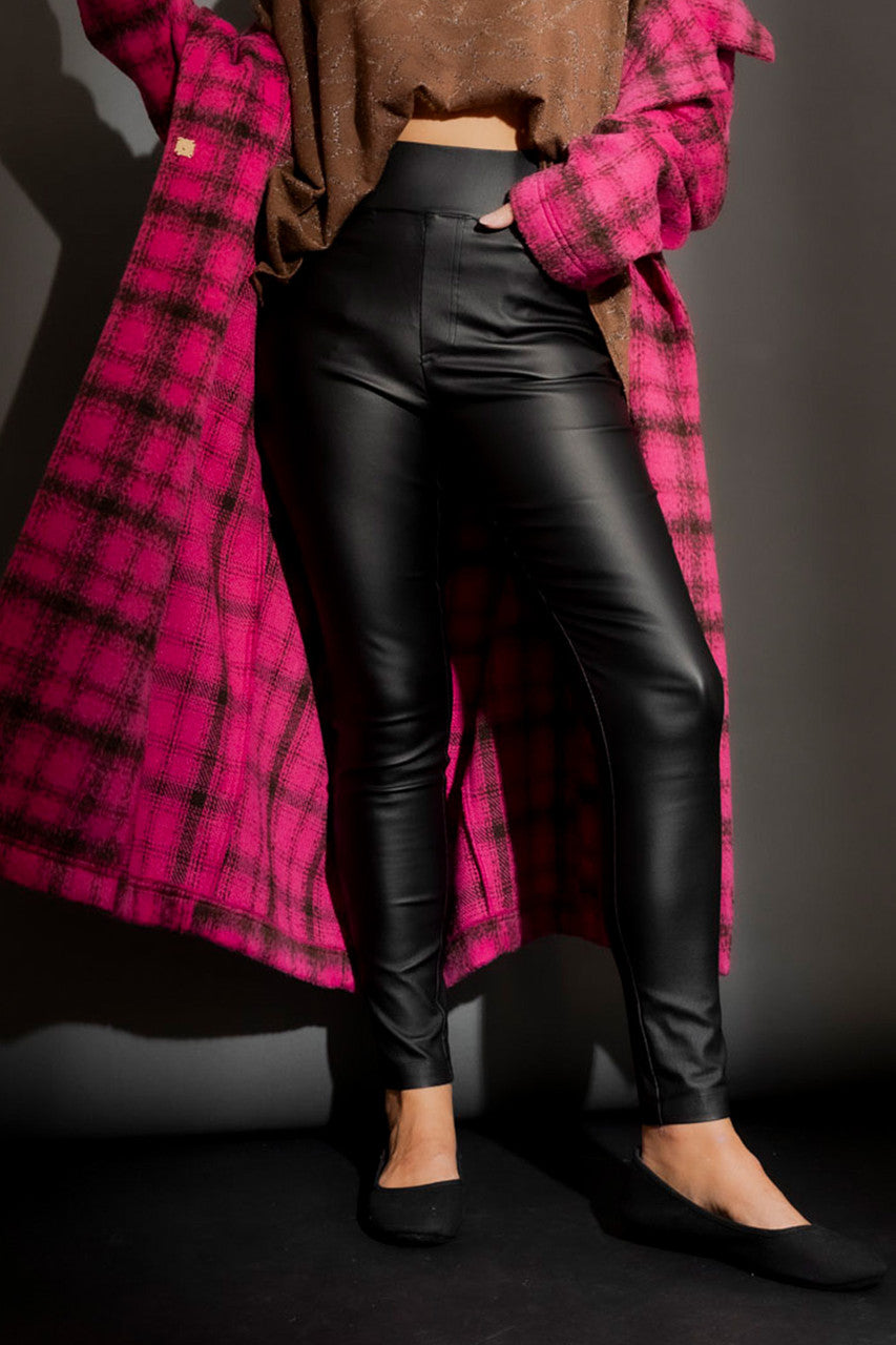 Black Waxed High Waist Pant